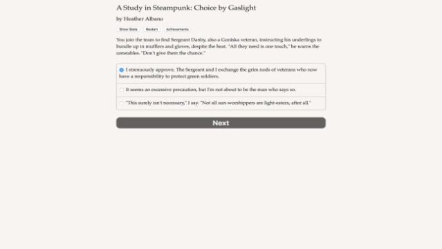 A Study in Steampunk: Choice by Gaslight Gameplay Screenshot